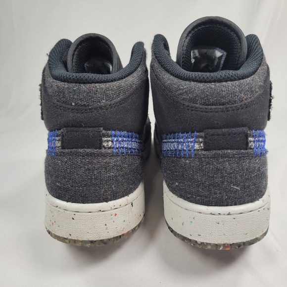 Air Jordan 1 Mid SE GS Crater Black and Blue Sneakers Size 4.5Y - Picture 6 of 9